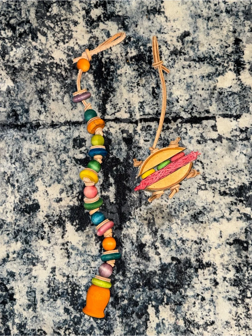 Set of 2 Colorful Bird Cage Hanging Chew Toys